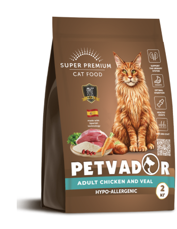 Полнорационный корм для взрослых кошек всех пород курица с телятиной и бурым рисом 