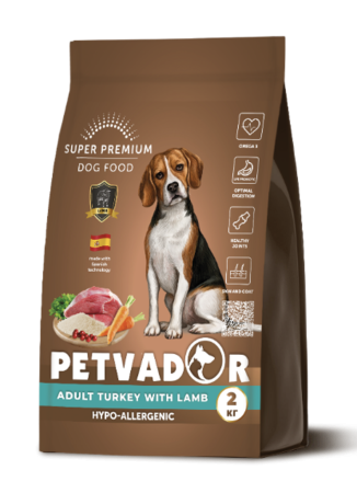 Полнорационный корм для взрослых собак всех пород индейка и ягненок с бурым рисом 