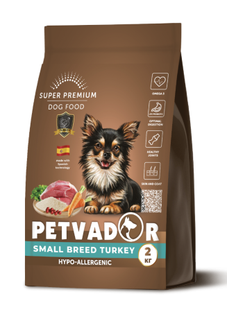 Полнорационный корм для собак мелких пород индейка  с бурым рисом